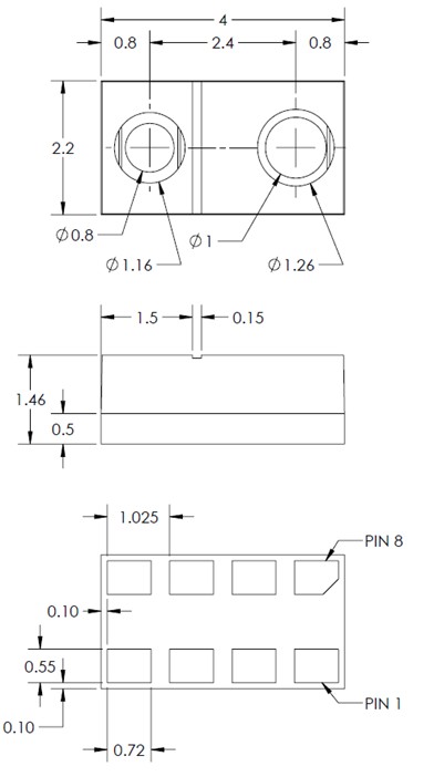 Photologic V OPB9000 反射光學感測器的封裝尺寸和規格