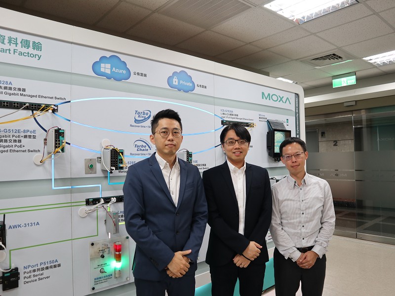 四零四科技亞太區事業處台灣業務部副理林昌翰(左)、全球行銷企劃處專員王晉聲(中)、全球行銷企劃處專案經理陳建銘(右)均指出，製造業者最好採用工業等級的產品，藉此提升穩定度。(攝影／王明德)