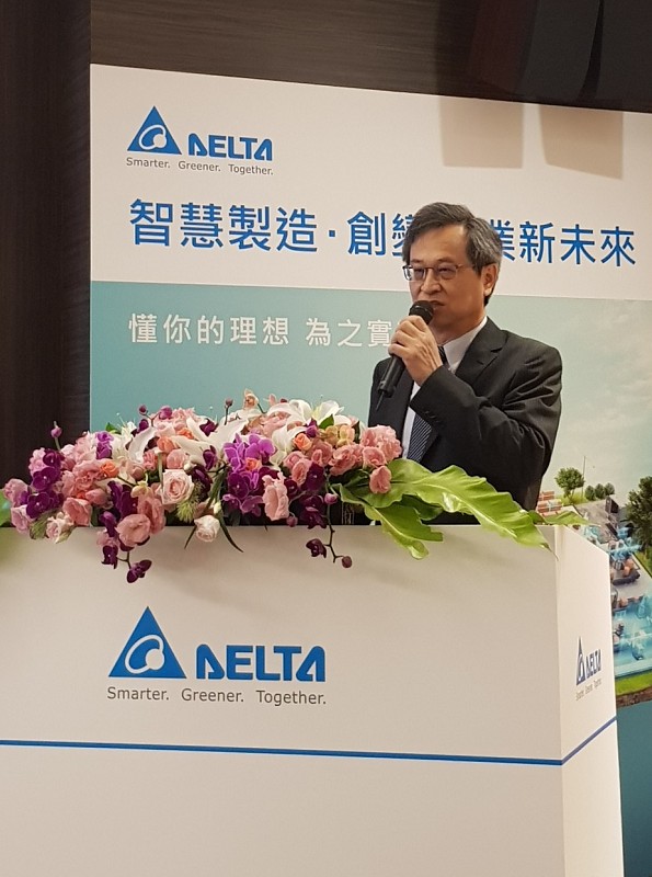 台達電總裁暨營運長張訓海表示，數位製造時代來臨，產業必須積極導入智慧的生產與管理模式。（攝影／王明德）