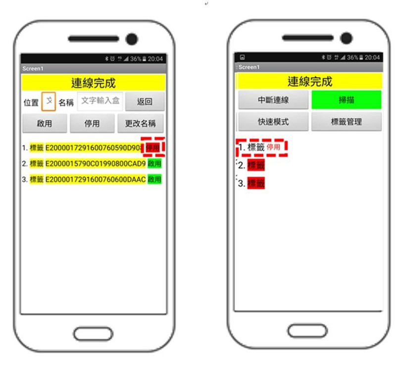標籤管理介面之標籤啟閉