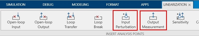 Simulink的Linearization Manager工具頁籤之線性化分析點功能鍵