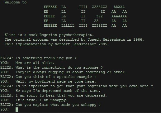 第一個聊天機器人Eliza於1960年被開發出來（照片來源：Oin Interactive）