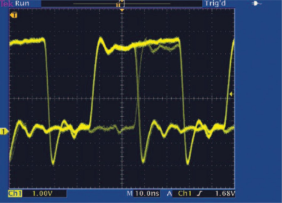 示波器可以顯示振幅、上升時間等類比特性。（source：tektronix.com）
