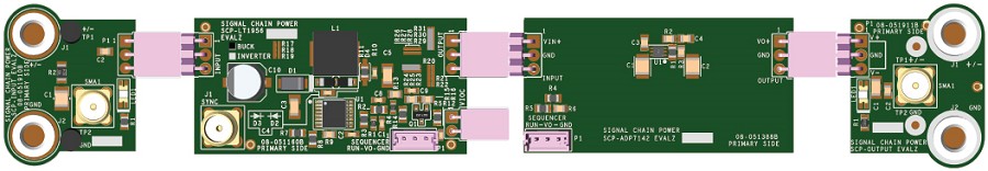 使用開關穩壓器板、LDO板、輸入和輸出板的電源配置示例