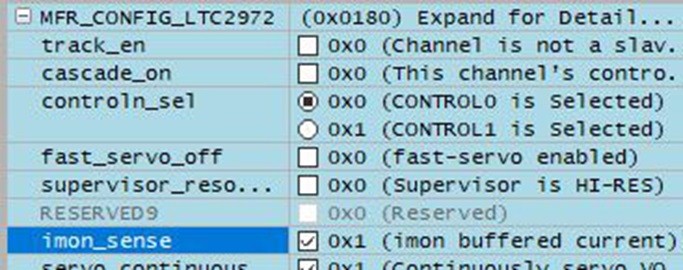 MFR_CONFIG 暫存器中的 IMON 位元