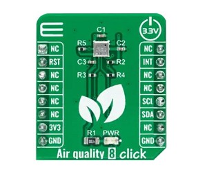 Mikroe空氣品質8 Click可同時檢測NO<sub>2</sub>和臭氧，同時消耗的功率小於23mW。該板得到了mikroSDK的完全支援。（source：貿澤電子）