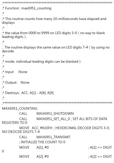 MAX6951計時範例程式