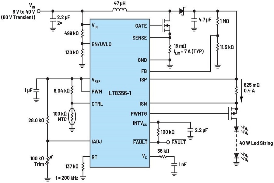 升壓轉換器示例： LT8356-1
