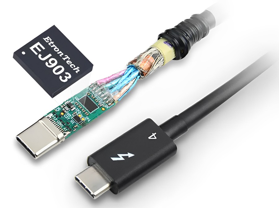 鈺創USB Type-C E-Marker傳輸線控制IC—EJ903通過USB-IF 40Gbps USB4與Intel Thunderbolt4認證。(source：鈺創)