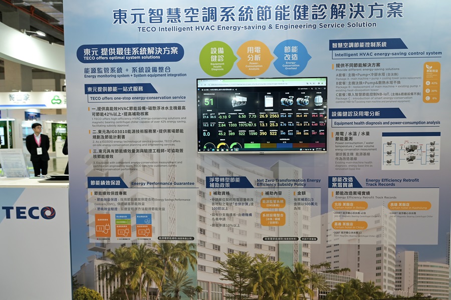 透過東元的智慧空調系統節能健診解決方案，解決客戶電力缺口並降低用電成本、排碳而增加收益。（攝影：陳念舜）