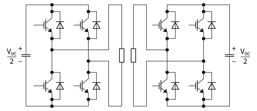 DAB轉換器執行降壓，並在輸入和輸出之間提供電流隔離。（source：Infineon Technologies）