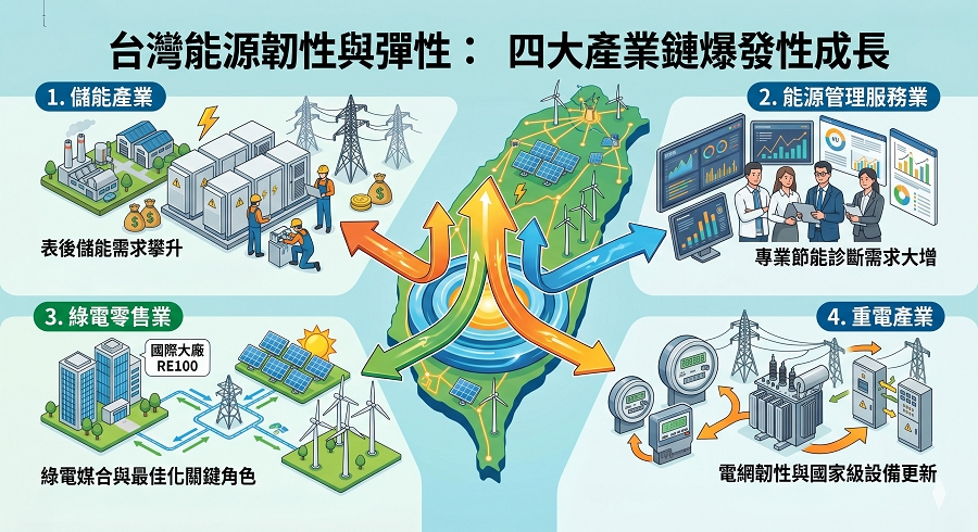 台灣能源韌性與彈性：四大產業鏈爆發性成長