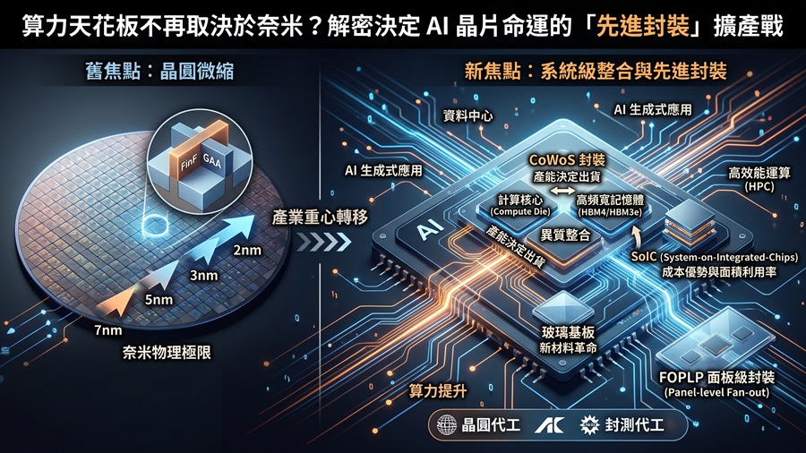 產業焦點正從晶圓微縮轉向先進封裝與系統級整合。